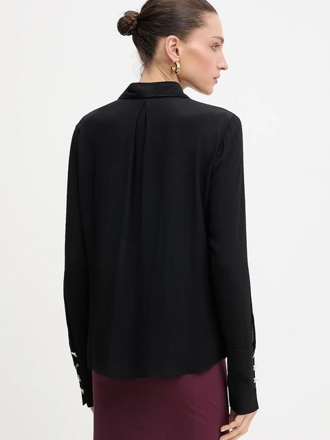 Patrizia Pepe koszula damska kolor czarny regular z kołnierzykiem klasycznym 8C0761 A8I1