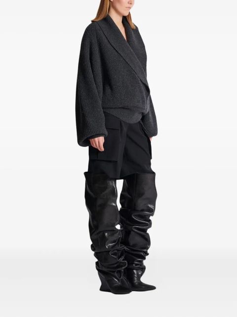 Balmain wrap-effect ribbed jumper - Grey