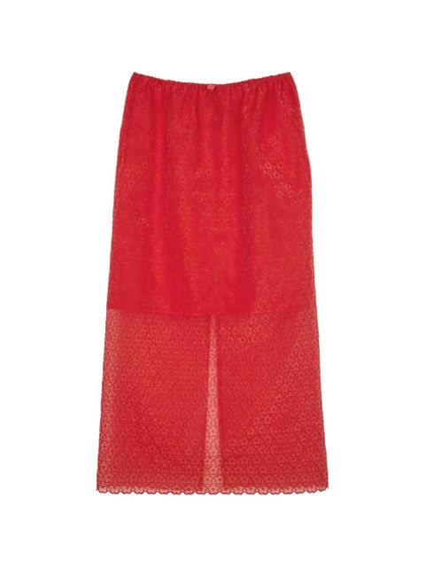 Cecilie Bahnsen Bala floral-lace midi skirt - Red - zdjęcie produktu nr 1
