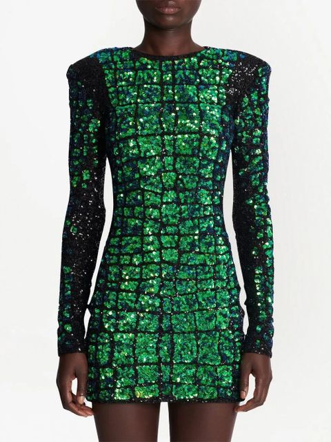 Balmain sequin-embellished mini dress - Green
