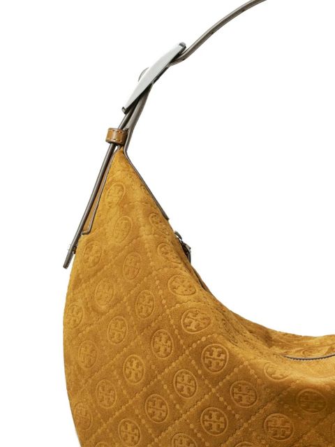 Tory Burch Balloon T-monogram suede shoulder bag - Brown