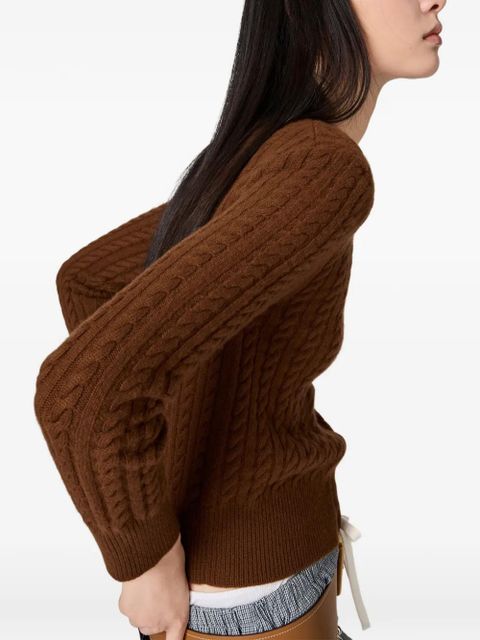 Miu Miu cable-knit logo cardigan - Brown