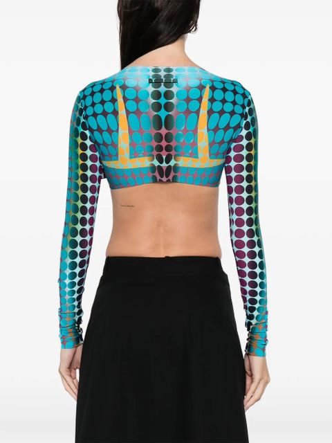 Jean Paul Gaultier long-sleeve polka dot top - Blue