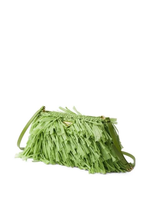 Prada medium fringed crochet clutch bag - Green