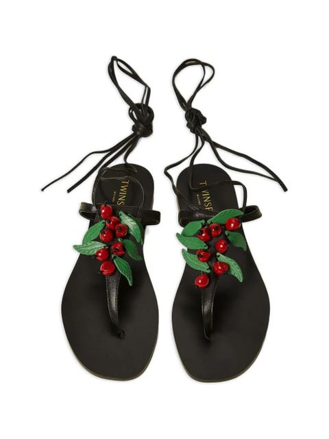 TWINSET cherries-detail lace-up sandals - Black - zdjęcie produktu nr 2