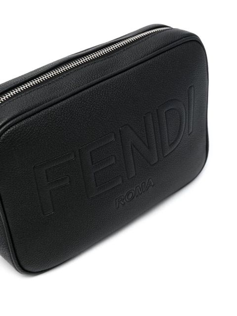 FENDI embossed-logo leather body bag - Black