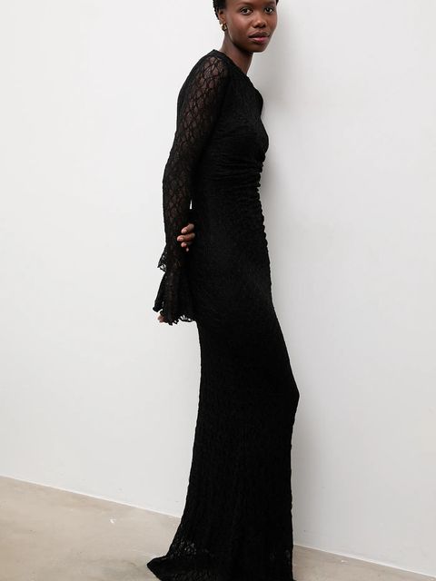 Answear.LAB sukienka kolor czarny maxi dopasowana