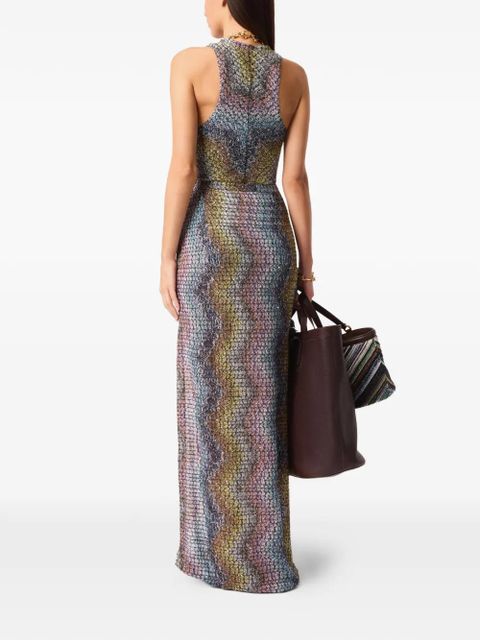 Missoni metallic-finish slit-detail maxi skirt - Blue