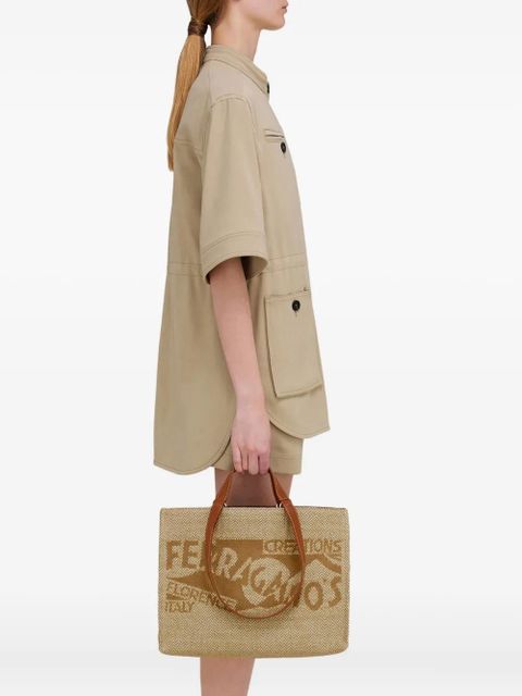 Ferragamo large logo-embroidered tote bag - Neutrals - zdjęcie produktu nr 2