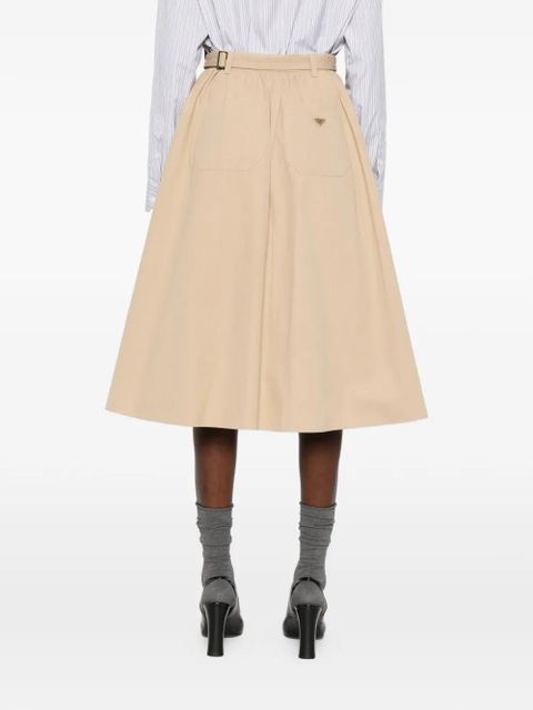Prada button belted midi skirt - Neutrals