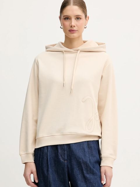 Joop! bluza damska kolor beżowy z kapturem z aplikacją 30100249 - zdjęcie produktu nr 1
