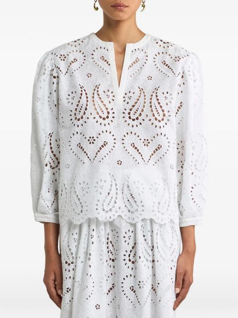 ETRO broderie-anglaise top - White