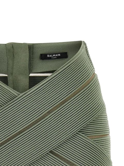 Balmain V-waist short skirt - Green