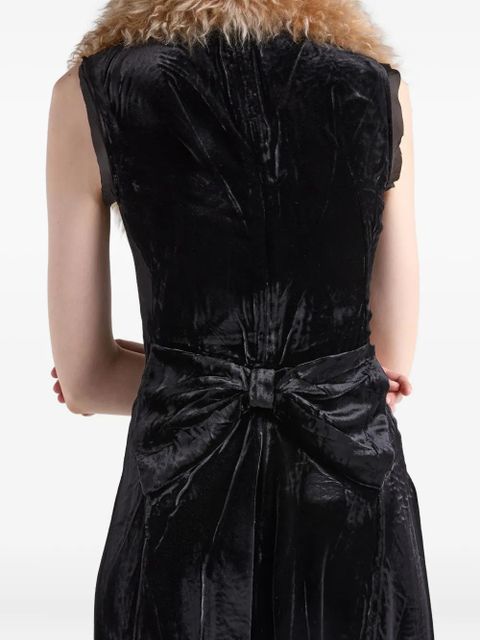 Prada fur-collar bow-detail dress - Black
