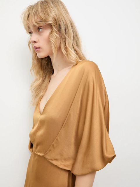 Answear.LAB sukienka kolor brązowy maxi rozkloszowana