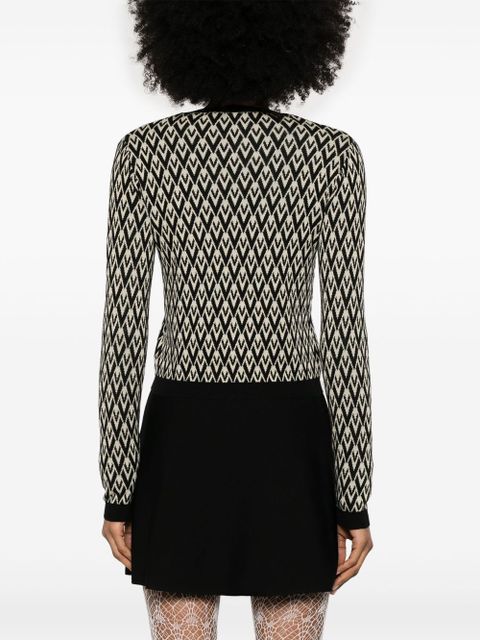 Valentino Garavani Toute la V-jacquard cardigan - Black