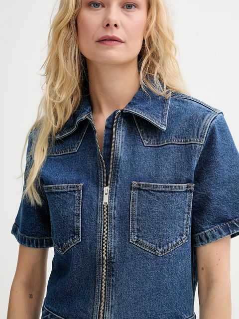 Filippa K kombinezon jeansowy kolor niebieski z kołnierzykiemm 31844.FK - zdjęcie produktu nr 2