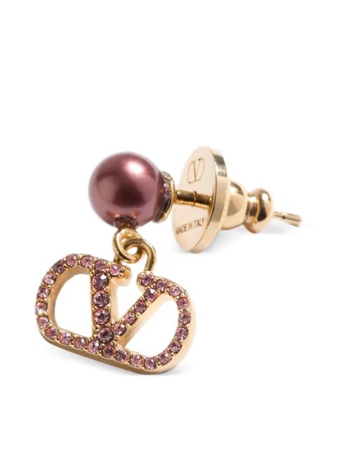 Valentino Garavani VLogo Signature earrings in metal, pearl and Swarovski® crystals - Gold