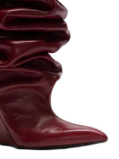 Balmain 95mm calfskin ruched wedge over-the-knee boots - Red