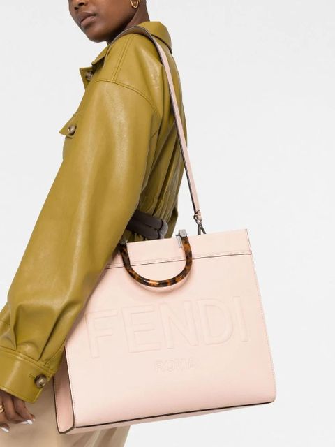 FENDI Sunshine logo-embossed tote bag - Pink