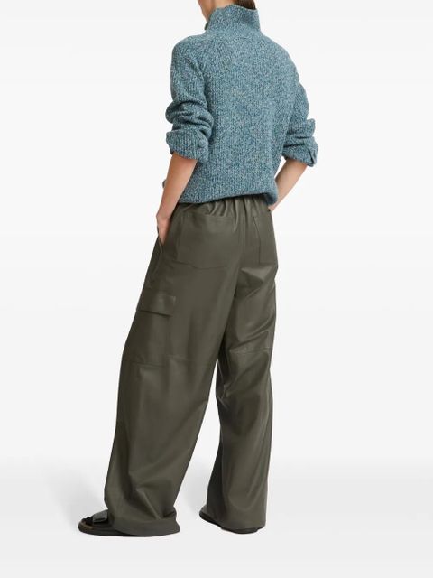 Yves Salomon wide-leg leather cargo trousers - Green