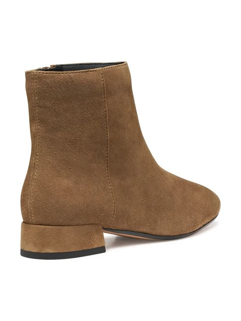 Geox botki zamszowe D DHYALMA damskie kolor brązowy na płaskim obcasie D561NA 000ZT C6372