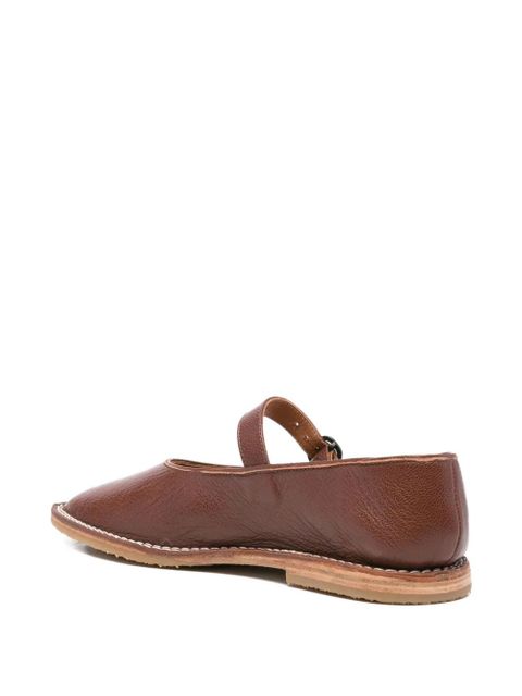 Hereu Brava buckle-strap leather flat pumps - Brown
