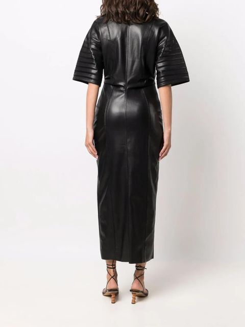 Nanushka faux-leather fitted shirt dress - Black
