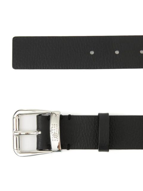 MM6 Maison Margiela engraved-logo leather belt - Black