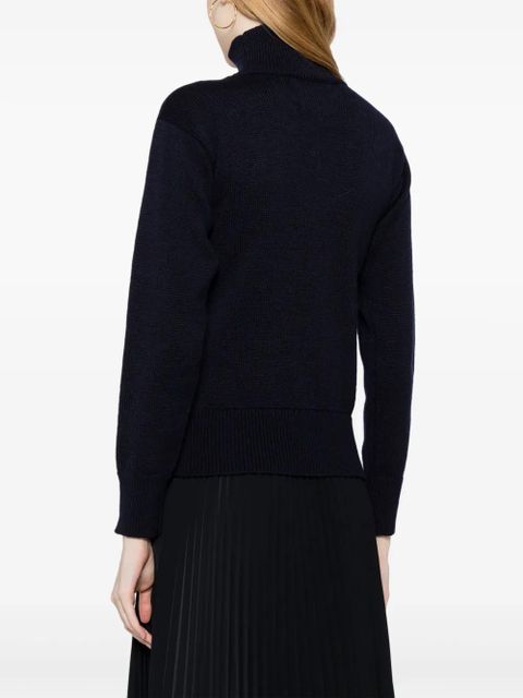 Jil Sander logo-patch high-neck jumper - Blue