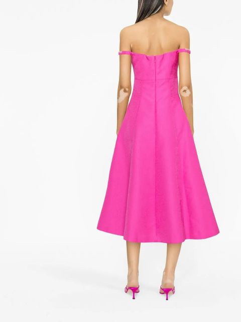 Self-Portrait off-shoulder flared midi dress - Pink