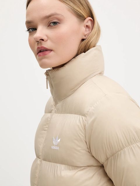 adidas Originals kurtka Short Puffer kolor beżowy zimowa JX2947