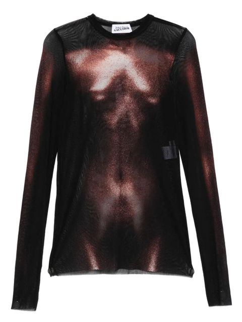 Jean Paul Gaultier body-print mesh top - Brown - zdjęcie produktu nr 1