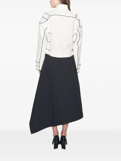 Tory Burch contrast-stitch cropped jacket - White - zdjęcie produktu nr 2