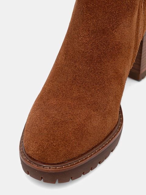 Lauren Ralph Lauren kozaki zamszowe Tasha Tl Hl damskie kolor brązowy na słupku 802977893002