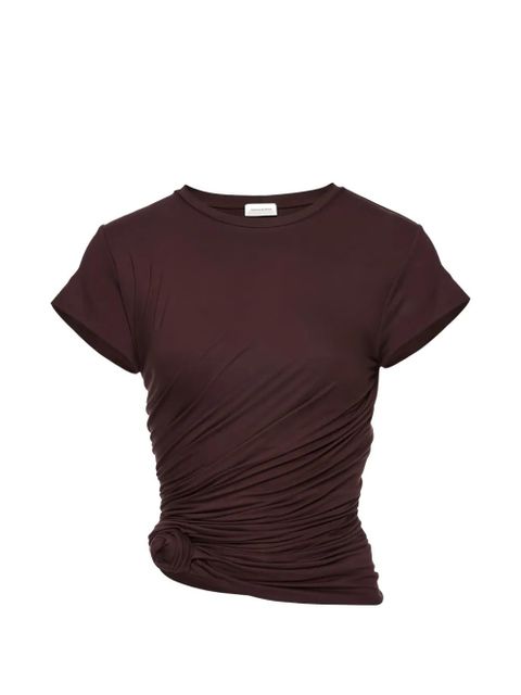 Magda Butrym side-knot draped T-shirt - Brown - zdjęcie produktu nr 1