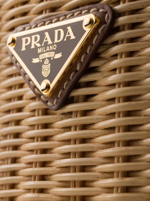 Prada wicker and leather bucket bag - Neutrals