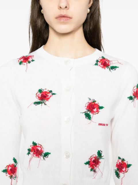 SHUSHU/TONG floral-embroidered cardigan - Neutrals