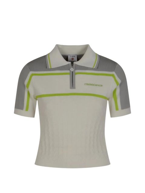 Casablanca zip-up striped polo shirt - Neutrals - zdjęcie produktu nr 1