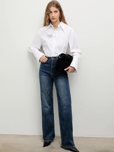 Answear.LAB koszula damska kolor biały regular z kołnierzykiem klasycznym