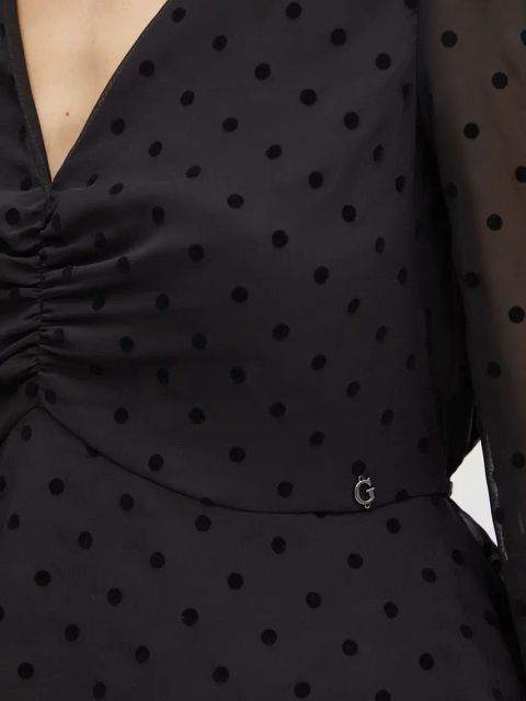 Guess bluzka OLYMPE damska kolor czarny wzorzysta W4BH64 WGLF0