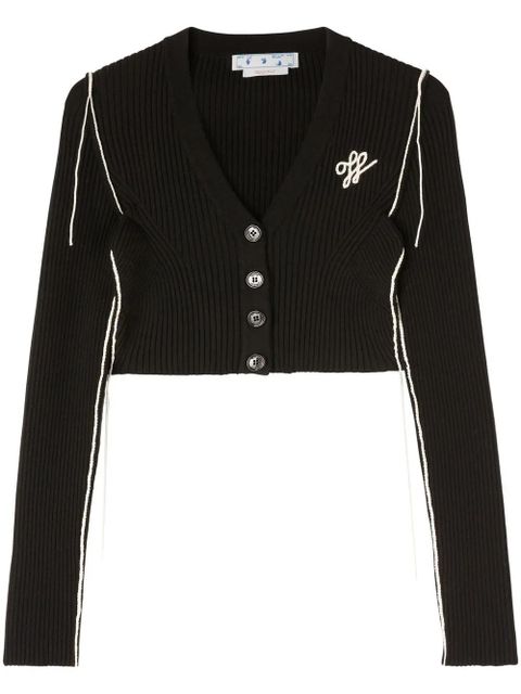 Off-White ribbed cropped cardigan - Black - zdjęcie produktu nr 1