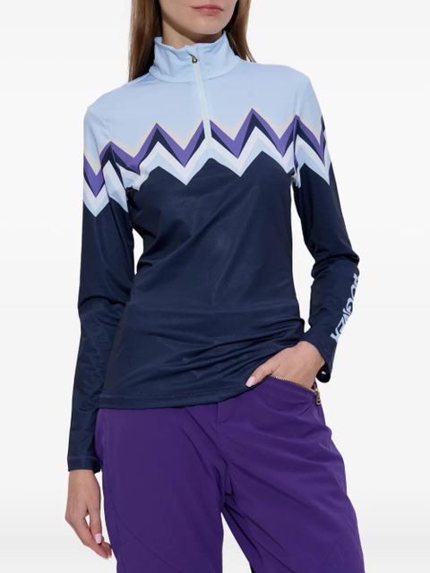BOGNER Beline zigzag-pattern zip T-shirt - Blue