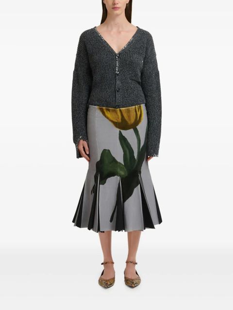 Marni x Slawn & Soldier tulip-print pleated midi skirt - Grey - zdjęcie produktu nr 2