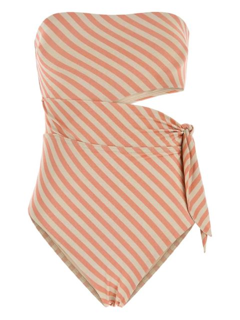 ZIMMERMANN Cascadian embroidered striped swimsuit - Neutrals - zdjęcie produktu nr 1