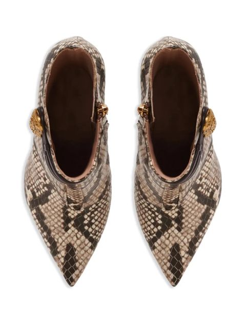 Balmain Alma 95mm snakeskin-effect boots - Brown