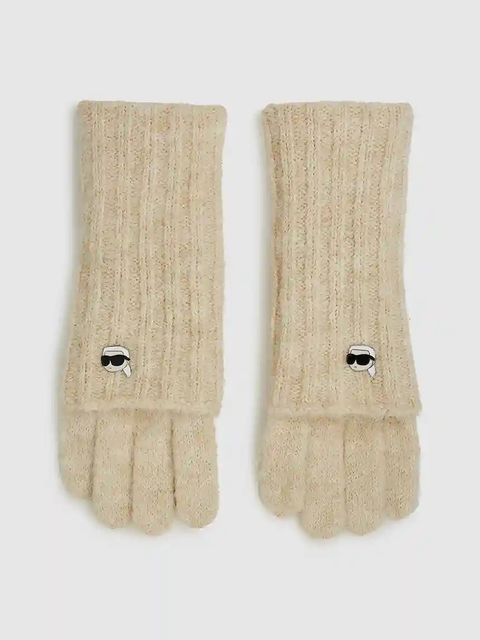 Karl Lagerfeld rękawiczki IKON damskie kolor beżowy A4W33054 - zdjęcie produktu nr 1