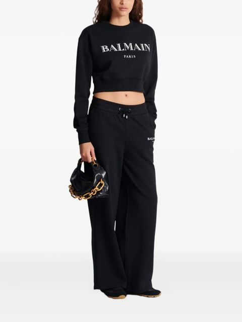 Balmain logo-print cropped sweatshirt - Black - zdjęcie produktu nr 2