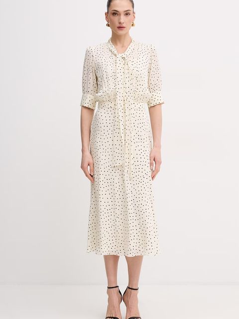 Luisa Spagnoli sukienka letnia z dodatkiem jedwabiu Pinasca - zdjęcie produktu nr 1