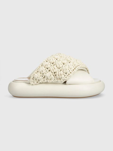 JW Anderson klapki Crochet Twister damskie kolor beżowy na platformie ANW42027A - zdjęcie produktu nr 1